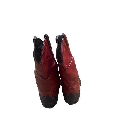 Vintage Red and Black Cowgirl Calf Boots - Picture 4 of 5
